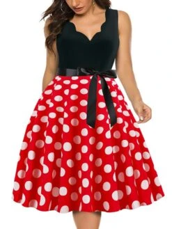 Women's Plus Size Curve Party Dress Polka Dot V Neck Bow Sleeveless Fall Spring Vintage 1950s Elegant Knee Length Dress Formal Party Dress 26 Women's Plus Size Curve Party Dress Polka Dot V Neck Bow Sleeveless Fall Spring Vintage 1950s Elegant Knee Length Dress Formal Party Dress -Casual Print Dress Sales dqyjbg1637034084022