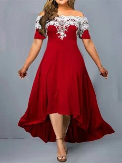 Women‘s Plus Size Curve Party Dress Floral Off Shoulder Short Sleeve Spring Fall Elegant Formal Maxi Long Dress Party Evening Party Dress