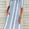 Women's Casual Dress T Shirt Dress Tee Dress Shift Dress Stripe Pocket Print Crew Neck Midi Dress Active Fashion Outdoor Daily Short Sleeve Loose Fit Blue Purple Green Spring Summer S M L XL XXL