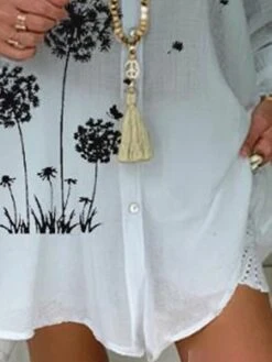 Women's Shirt Dress Casual Dress Shift Dress Mini Dress Outdoor Daily Vacation Polyester Fashion Classic Shirt Collar Button Print Long Sleeve Summer Spring Fall 2023 Loose Fit Gray Floral M L XL 2XL -Casual Print Dress Sales dwnqsg1677234258536