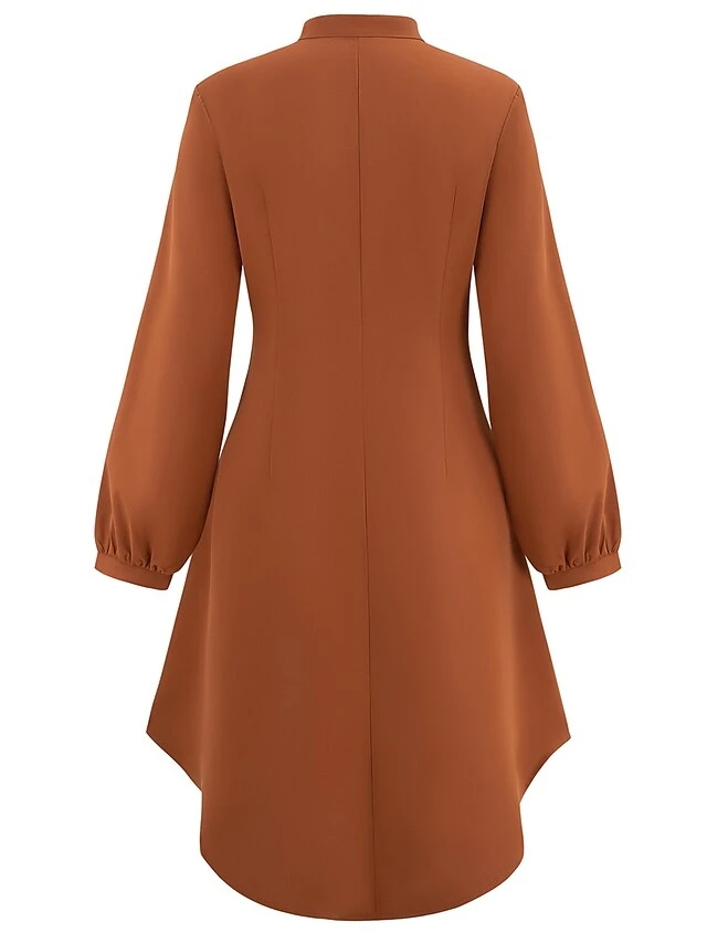 Women's Shirt Dress Casual Dress Mini Dress Outdoor Daily Date Polyester Fashion Modern V Neck Ruched Button Long Sleeve Fall Winter 2023 Loose Fit ArmyGreen Orange Apricot Pure Color S M L XL 11 Women's Shirt Dress Casual Dress Mini Dress Outdoor Daily Date Polyester Fashion Modern V Neck Ruched Button Long Sleeve Fall Winter 2023 Loose Fit ArmyGreen Orange Apricot Pure Color S M L XL - Image 11