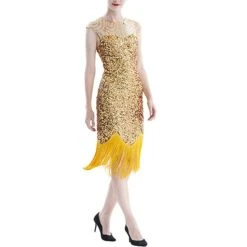 Women's Retro 1920s Fringe Dress Midi Dress Party Halloween Sequins Tassel Fringe Geometric Crewneck Sleeveless Regular Fit Spring Fall 2023 Black Pink S M L XL -Casual Print Dress Sales dxvwya1692856764675