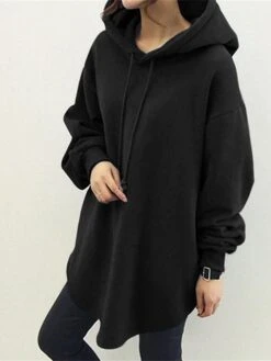 Women's Casual Dress Hoodie Dress Winter Dress Mini Dress Ruched Outdoor Street Daily Fashion Streetwear Hooded Long Sleeve 2023 Loose Fit Black Royal Blue Gray Color S M L XL XXL Size -Casual Print Dress Sales dzulrv1694510113251