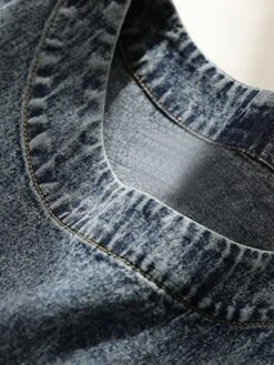 Women's Denim Dress Swing Dress Denim Overall Pinafore Dress Maxi Long Dress Cotton Denim Casual Daily Holiday Vacation Crew Neck Pocket Sleeveless Summer Spring 2023 Loose Fit Black Blue Pure Color -Casual Print Dress Sales ebqxpp1653381101003