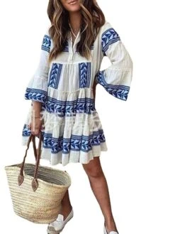 Women‘s Casual Dress Midi Dress 3/4 Length Sleeve Geometric Ruffle Winter Fall Autumn V Neck Casual 2023 S M L XL XXL XXXL 7 Women‘s Casual Dress Midi Dress 3/4 Length Sleeve Geometric Ruffle Winter Fall Autumn V Neck Casual 2023 S M L XL XXL XXXL -Casual Print Dress Sales ecpmka1618463675835