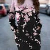 Women's Casual Dress Sweatshirt Dress Mini Dress Warm Fashion Outdoor Vacation Going Out Crew Neck Pocket Print Floral Loose Fit Pink Blue Green S M L XL XXL