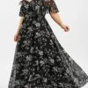 Women‘s Plus Size Curve Casual Dress Chiffon Dress Swing Dress Floral Long Dress Maxi Dress Short Sleeve Backless Print Strap Fashion Daily Black Summer Spring L XL XXL 3XL 4XL