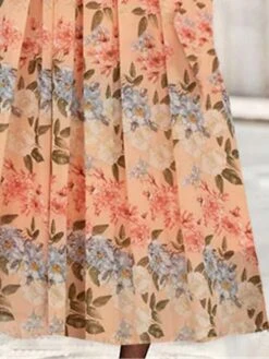 Women's Casual Dress Floral Dress Summer Dress Floral Ruched Pocket Crew Neck Midi Dress Active Fashion Outdoor Daily Short Sleeve Regular Fit Orange Summer Spring S M L XL XXL -Casual Print Dress Sales edoumv1685090560723