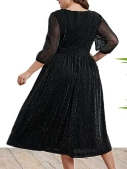 Women's Plus Size Curve Party Dress Black Dress A Line Dress Solid Color Midi Dress 3/4 Length Sleeve Ruched Patchwork V Neck Fashion Wedding Black Spring Fall XL XXL 3XL 4XL 5 Women's Plus Size Curve Party Dress Black Dress A Line Dress Solid Color Midi Dress 3/4 Length Sleeve Ruched Patchwork V Neck Fashion Wedding Black Spring Fall XL XXL 3XL 4XL -Casual Print Dress Sales efjrqy1693533324776