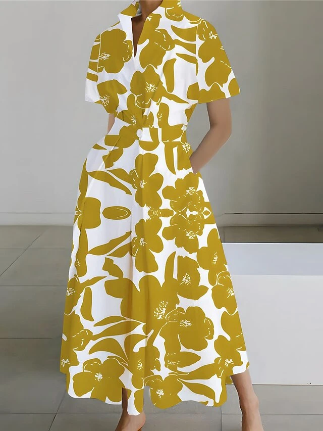 Women's Shirt Dress Casual Dress Swing Dress Maxi Long Dress Outdoor Office Daily Polyester Fashion Modern Shirt Collar Button Pocket Short Sleeve Summer Spring 2023 Loose Fit Yellow Red Navy Blue 5 Women's Shirt Dress Casual Dress Swing Dress Maxi Long Dress Outdoor Office Daily Polyester Fashion Modern Shirt Collar Button Pocket Short Sleeve Summer Spring 2023 Loose Fit Yellow Red Navy Blue - Image 5