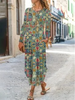 Women's Casual Dress Print Dress Spring Dress Floral Ditsy Floral Pocket Split Crew Neck Long Dress Maxi Dress Fashion Streetwear Outdoor Daily Long Sleeve Regular Fit White Light Green Pink Summer 11 Women's Casual Dress Print Dress Spring Dress Floral Ditsy Floral Pocket Split Crew Neck Long Dress Maxi Dress Fashion Streetwear Outdoor Daily Long Sleeve Regular Fit White Light Green Pink Summer -Casual Print Dress Sales egqeoy1689245780719