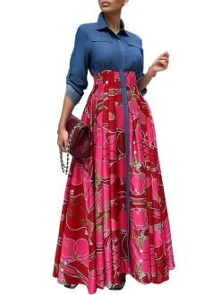 Women's Casual Dress Denim Dress A Line Dress Floral Patchwork Button Shirt Collar Long Dress Maxi Dress Fashion Streetwear Outdoor Daily Long Sleeve Regular Fit Red Blue Fall Winter S M L XL XXL 7 Women's Casual Dress Denim Dress A Line Dress Floral Patchwork Button Shirt Collar Long Dress Maxi Dress Fashion Streetwear Outdoor Daily Long Sleeve Regular Fit Red Blue Fall Winter S M L XL XXL -Casual Print Dress Sales egzspk1692614016379