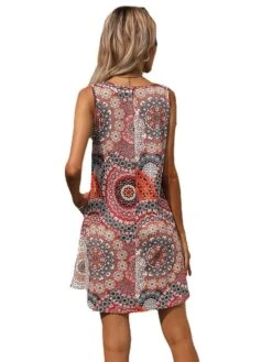 Women‘s Strap Dress Boho Dress Mini Dress Red Blue Light Grey Sleeveless Multi Color Print Spring Summer U Neck Ethnic Loose Fit 2023 S M L XL -Casual Print Dress Sales eiujpy1628665592275