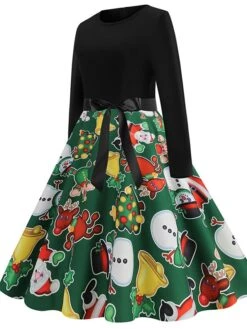 Women's Christmas Swing Dress Vintage Dress Midi Dress Green Blue Light Green Long Sleeve Santa Claus Bow Winter Fall Autumn Crew Neck Fashion Daily Date 2022 S M L XL XXL 3XL 33 Women's Christmas Swing Dress Vintage Dress Midi Dress Green Blue Light Green Long Sleeve Santa Claus Bow Winter Fall Autumn Crew Neck Fashion Daily Date 2022 S M L XL XXL 3XL -Casual Print Dress Sales eiyikd1667894620194