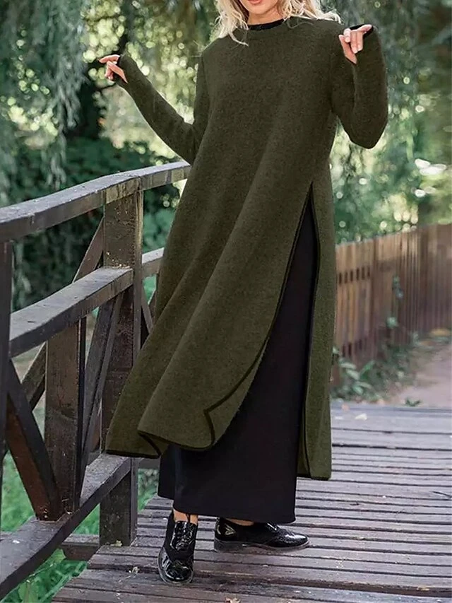 Women's Casual Dress Sweatshirt Dress Midi Dress Active Fashion Outdoor Going Out Weekend Crew Neck Pure Color Regular Fit ArmyGreen Black Dark Gray S M L XL XXL 6 Women's Casual Dress Sweatshirt Dress Midi Dress Active Fashion Outdoor Going Out Weekend Crew Neck Pure Color Regular Fit ArmyGreen Black Dark Gray S M L XL XXL - Image 6