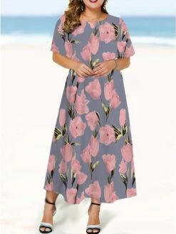 Women‘s Plus Size Curve Casual Dress Floral Long Dress Maxi Dress Short Sleeve Print Crew Neck Fashion Outdoor Pink Purple Summer Spring L XL XXL 3XL 4XL 11 Women‘s Plus Size Curve Casual Dress Floral Long Dress Maxi Dress Short Sleeve Print Crew Neck Fashion Outdoor Pink Purple Summer Spring L XL XXL 3XL 4XL -Casual Print Dress Sales ejwjnz1679305428706