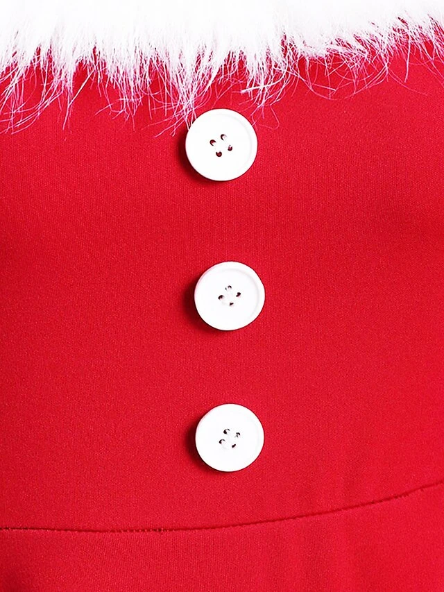 Women‘s Christmas Retro Elegant Vintage Dress Midi Dress Party Patchwork Button Plain Square Neck Long Sleeve Regular Fit Fall Winter 2023 Red S M L XL 7 Women‘s Christmas Retro Elegant Vintage Dress Midi Dress Party Patchwork Button Plain Square Neck Long Sleeve Regular Fit Fall Winter 2023 Red S M L XL - Image 7