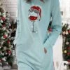 Women's Casual Dress Sweatshirt Dress Shift Dress Mini Dress Light Blue White Grey Long Sleeve Christmas Hat Pocket Fall Winter Autumn Crew Neck Stylish Winter Dress Christmas Fall Dress Loose Fit