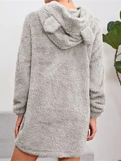 Women's Casual Dress Hoodie Dress Winter Dress Mini Dress Ruched Outdoor Street Daily Fashion Streetwear Hooded Long Sleeve 2023 Loose Fit Pink Khaki Gray Color S M L XL XXL Size -Casual Print Dress Sales ekopxv1694591785739