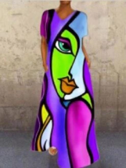 Women's Shift Dress Long Dress Maxi Dress Abstract Human Face (color) Abstract Human Face (orange) Abstract Human Face (pink) Short Sleeve Fall Spring Summer S M L XL XXL XXXL 4XL 11 Women's Shift Dress Long Dress Maxi Dress Abstract Human Face (color) Abstract Human Face (orange) Abstract Human Face (pink) Short Sleeve Fall Spring Summer S M L XL XXL XXXL 4XL -Casual Print Dress Sales elobtn1614753491992