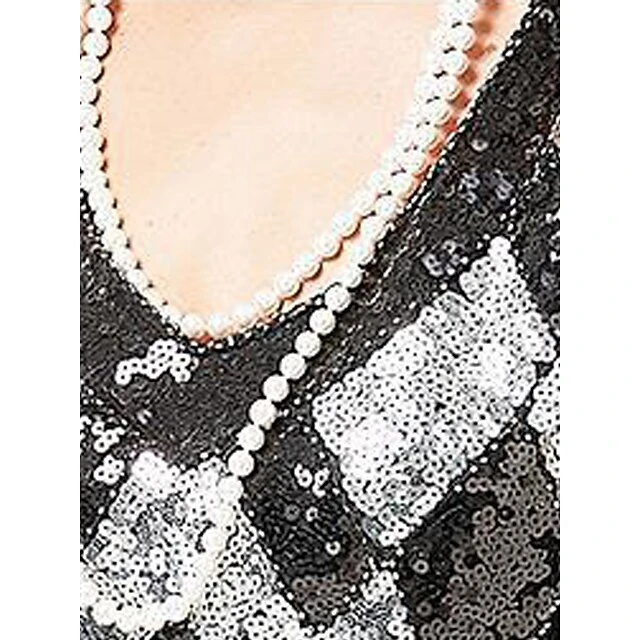 Women's Retro 1920s Fringe Dress Midi Dress Party Halloween Sequins Tassel Fringe Geometric V Neck Sleeveless Regular Fit Spring Fall 2023 Silver Black XS S M L 9 Women's Retro 1920s Fringe Dress Midi Dress Party Halloween Sequins Tassel Fringe Geometric V Neck Sleeveless Regular Fit Spring Fall 2023 Silver Black XS S M L - Image 9