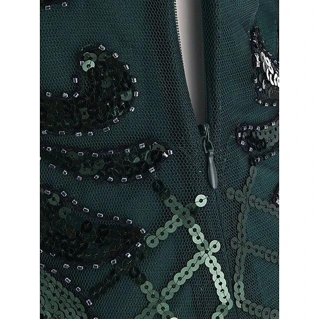 Women's Retro 1920s Sequin Dress Midi Dress Party Halloween Sequins Patchwork Leaf V Neck Long Sleeve Regular Fit Spring Fall 2023 Black Gold S M L XL 8 Women's Retro 1920s Sequin Dress Midi Dress Party Halloween Sequins Patchwork Leaf V Neck Long Sleeve Regular Fit Spring Fall 2023 Black Gold S M L XL - Image 8