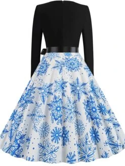 Women's Christmas Retro 1950s Vintage Dress Midi Dress Party Ruched Bow Fruit V Neck Long Sleeve Regular Fit Fall Winter 2023 Deep Green Black S M L XL -Casual Print Dress Sales eobyss1695363828934