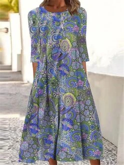 Women's Casual Dress Summer Dress Print Dress Floral Paisley Ruched Print Crew Neck Midi Dress Active Fashion Outdoor Daily 3/4 Length Sleeve Regular Fit Yellow Royal Blue Blue Summer Spring S M L XL 9 Women's Casual Dress Summer Dress Print Dress Floral Paisley Ruched Print Crew Neck Midi Dress Active Fashion Outdoor Daily 3/4 Length Sleeve Regular Fit Yellow Royal Blue Blue Summer Spring S M L XL -Casual Print Dress Sales eoenab1691147954299