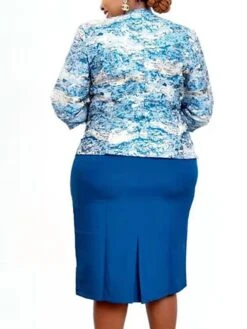 Women‘s Plus Size Curve Work Dress Leaf Crew Neck 3/4 Length Sleeve Spring Fall Stylish Work Knee Length Dress Vacation Going Out Dress -Casual Print Dress Sales eppqpj1663740849795