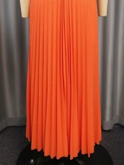 Women's Plus Size Curve Party Dress Work Dress Swing Dress Plain Long Dress Maxi Dress Short Sleeve Pleated Shirt Collar Fashion Party Orange Fall Winter XL XXL 3XL 4XL -Casual Print Dress Sales eqpinm1694425993385