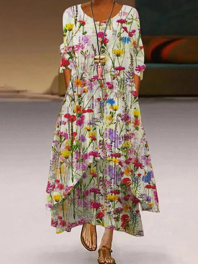 Women's Casual Dress Swing Dress Long Dress Maxi Dress Black White Yellow Long Sleeve Animal Button Summer Spring Crew Neck Casual Winter Dress Fall Dress Loose Fit 2023 S M L XL XXL 3XL 4XL 5XL 6 Women's Casual Dress Swing Dress Long Dress Maxi Dress Black White Yellow Long Sleeve Animal Button Summer Spring Crew Neck Casual Winter Dress Fall Dress Loose Fit 2023 S M L XL XXL 3XL 4XL 5XL - Image 6