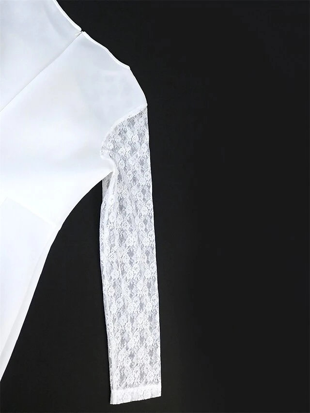 Women's Plus Size Curve Party Dress Lace Dress Bodycon Plain Midi Dress Long Sleeve Lace Bow Crew Neck Fashion Party White Fall Winter XL XXL 3XL 4XL 8 Women's Plus Size Curve Party Dress Lace Dress Bodycon Plain Midi Dress Long Sleeve Lace Bow Crew Neck Fashion Party White Fall Winter XL XXL 3XL 4XL - Image 8