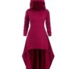 Women‘s Halloween Dress Casual Dress Hoodie Dress Midi Dress Gothic Basic Outdoor Vacation V Neck Pure Color Solid Color Regular Fit Black Red S M L XL XXL