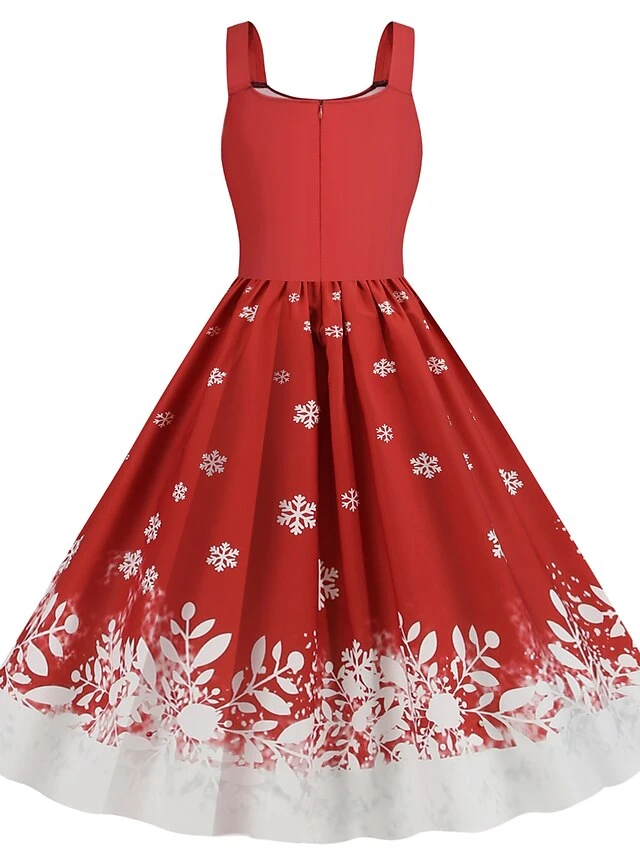 Women's Christmas Midi Dress Black Red Sleeveless Santa Claus Print Spring Summer Spaghetti Strap 2022 S M L XL 2XL 4 Women's Christmas Midi Dress Black Red Sleeveless Santa Claus Print Spring Summer Spaghetti Strap 2022 S M L XL 2XL - Image 4