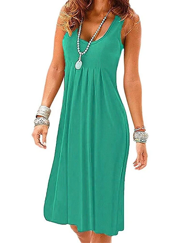 Women's Casual Dress Cotton Linen Dress Tank Dress Midi Dress Ruched Outdoor Daily Vacation Basic Classic U Neck Sleeveless 2023 Regular Fit Black Light Green Wine Color S M L XL 2XL Size 5 Women's Casual Dress Cotton Linen Dress Tank Dress Midi Dress Ruched Outdoor Daily Vacation Basic Classic U Neck Sleeveless 2023 Regular Fit Black Light Green Wine Color S M L XL 2XL Size - Image 5