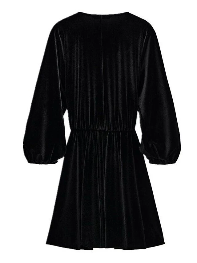 Women's Plus Size Curve Casual Dress Velvet Dress Winter Dress Solid Color Mini Dress Long Sleeve Ruched V Neck Fashion Outdoor Black Red Fall Winter L XL XXL 3XL 4XL 6 Women's Plus Size Curve Casual Dress Velvet Dress Winter Dress Solid Color Mini Dress Long Sleeve Ruched V Neck Fashion Outdoor Black Red Fall Winter L XL XXL 3XL 4XL - Image 6