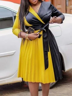 Women's Shirt Dress Casual Dress Midi Dress Outdoor Daily Date Polyester Fashion Casual Shirt Collar Lace Up Pleated 3/4 Length Sleeve Spring Fall Winter 2023 Regular Fit Yellow Red Blue Color Block 26 Women's Shirt Dress Casual Dress Midi Dress Outdoor Daily Date Polyester Fashion Casual Shirt Collar Lace Up Pleated 3/4 Length Sleeve Spring Fall Winter 2023 Regular Fit Yellow Red Blue Color Block -Casual Print Dress Sales evslpr1695027665980