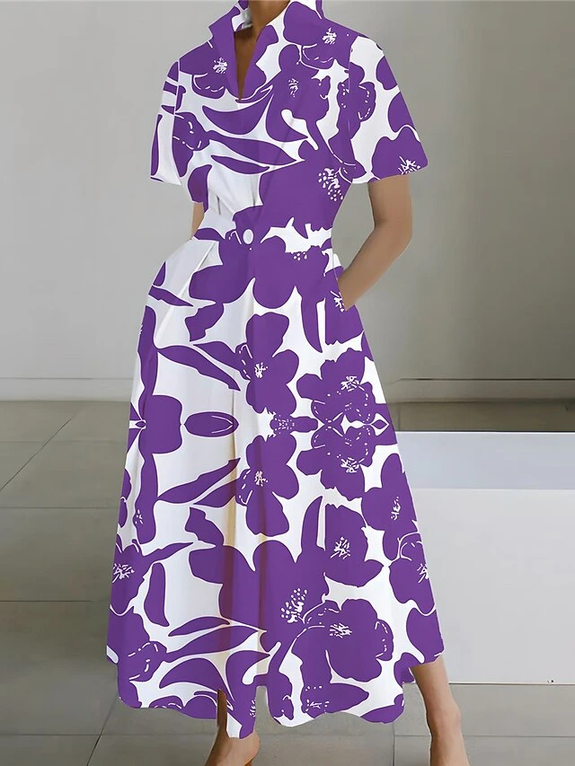 Women's Shirt Dress Casual Dress Swing Dress Maxi Long Dress Outdoor Office Daily Polyester Fashion Modern Shirt Collar Button Pocket Short Sleeve Summer Spring 2023 Loose Fit Yellow Red Navy Blue 2 Women's Shirt Dress Casual Dress Swing Dress Maxi Long Dress Outdoor Office Daily Polyester Fashion Modern Shirt Collar Button Pocket Short Sleeve Summer Spring 2023 Loose Fit Yellow Red Navy Blue - Image 2