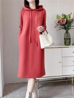 Women's Plus Size Curve Casual Dress Hoodie Dress Winter Dress Plain Midi Dress Long Sleeve Ruched Hooded Fashion Outdoor Black Red Fall Winter L XL XXL 3XL 4XL 27 Women's Plus Size Curve Casual Dress Hoodie Dress Winter Dress Plain Midi Dress Long Sleeve Ruched Hooded Fashion Outdoor Black Red Fall Winter L XL XXL 3XL 4XL -Casual Print Dress Sales exvveu1694586687939