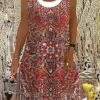 Women's Casual Dress Tank Dress Summer Dress Tribal Fake Two Piece Print U Neck Mini Dress Ethnic Daily Date Sleeveless Regular Fit Pink Red Blue Summer Spring S M L XL XXL