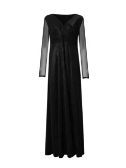 Women's Plus Size Curve Party Dress Sheath Dress Burgundy Dress Solid Color Plain Long Dress Maxi Dress Long Sleeve V Neck Fashion Party Black Wine Fall Winter L XL XXL 3XL 4XL -Casual Print Dress Sales eyymzk1695018863098