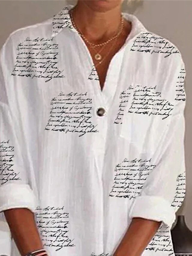 Women's Shirt Dress Casual Dress Shift Dress Mini Dress Outdoor Daily Vacation Polyester Basic Modern Shirt Collar Button Pocket Long Sleeve Summer Spring Fall 2023 Loose Fit White Letter S M L XL 2XL 2 Women's Shirt Dress Casual Dress Shift Dress Mini Dress Outdoor Daily Vacation Polyester Basic Modern Shirt Collar Button Pocket Long Sleeve Summer Spring Fall 2023 Loose Fit White Letter S M L XL 2XL - Image 2