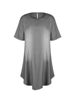 Women‘s Plus Size Curve Denim Dress Casual Dress Shift Dress Gradient Midi Dress Short Sleeve Crew Neck Fashion Daily Black Blue Summer Spring L XL XXL 3XL -Casual Print Dress Sales fbjzqk1677490626520