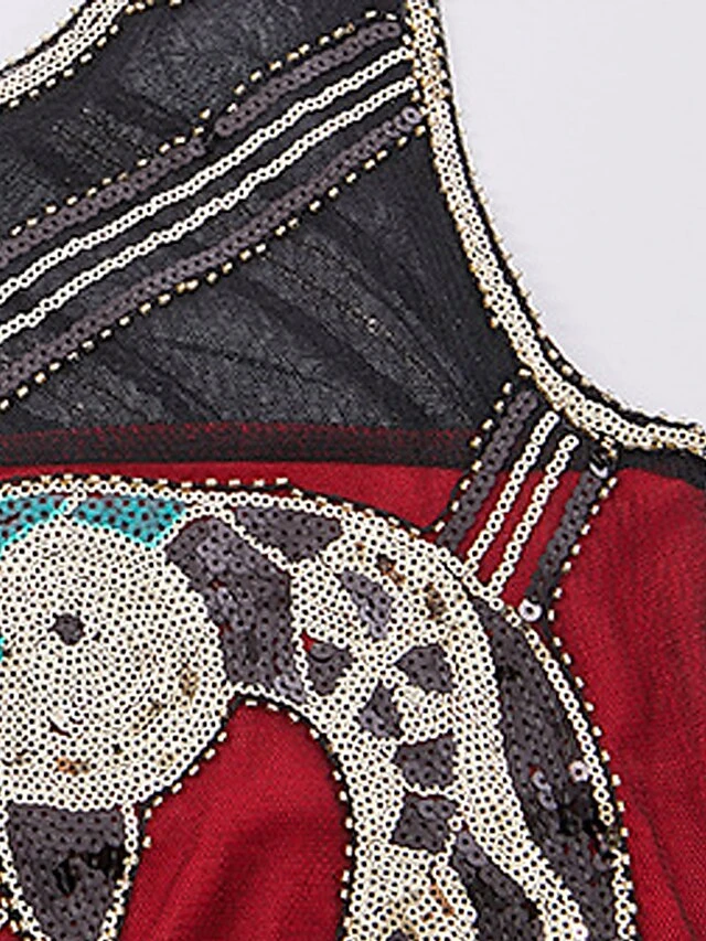 Women's Retro 1920s Fringe Dress Midi Dress Party Holiday Sequins Tassel Fringe Animal Crewneck Sleeveless Regular Fit Spring Fall 2023 Black Red S M L XL 13 Women's Retro 1920s Fringe Dress Midi Dress Party Holiday Sequins Tassel Fringe Animal Crewneck Sleeveless Regular Fit Spring Fall 2023 Black Red S M L XL - Image 13