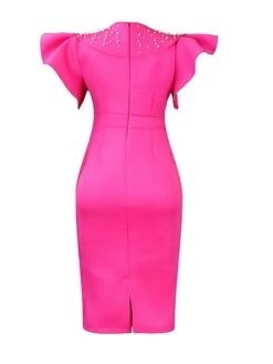 Women‘s Plus Size Curve Party Dress Cocktail Dress Bodycon Solid Color Midi Dress Short Sleeve Ruffle Split Crew Neck Fashion Party Black Wine Summer Spring L XL XXL 3XL -Casual Print Dress Sales fbpbdt1679549838184