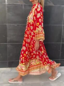 Women's Long Dress Maxi Dress Casual Dress Summer Dress Boho Dress Floral Fashion Bohemian Outdoor Daily Holiday Print Long Sleeve V Neck Dress Loose Fit Red Summer Spring S M L XL XXL 8 Women's Long Dress Maxi Dress Casual Dress Summer Dress Boho Dress Floral Fashion Bohemian Outdoor Daily Holiday Print Long Sleeve V Neck Dress Loose Fit Red Summer Spring S M L XL XXL -Casual Print Dress Sales fbuckz1685601149784