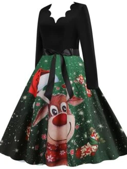 Women's Christmas Casual Dress Swing Dress Midi Dress Green Wine Light Red Fuchsia Red Long Sleeve Santa Claus Elk Bow Print Winter Fall V Neck Vacation Vintage 2022 S M L XL XXL 3XL 18 Women's Christmas Casual Dress Swing Dress Midi Dress Green Wine Light Red Fuchsia Red Long Sleeve Santa Claus Elk Bow Print Winter Fall V Neck Vacation Vintage 2022 S M L XL XXL 3XL -Casual Print Dress Sales fdilkp1666761907896