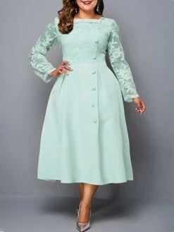 Women‘s Plus Size Curve Party Dress Pure Color Square Neck Long Sleeve Winter Fall Fashion Elegant Formal Midi Dress Party Evening Party Dress 15 Women‘s Plus Size Curve Party Dress Pure Color Square Neck Long Sleeve Winter Fall Fashion Elegant Formal Midi Dress Party Evening Party Dress -Casual Print Dress Sales fdszgg1670211986736