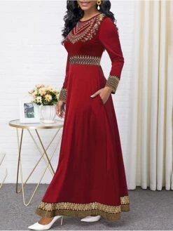 Women's Casual Dress Swing Dress Long Dress Maxi Dress Black Blue Red Long Sleeve Floral Pocket Winter Fall Modern Winter Dress Weekend Fall Dress Slim 2023 S M L XL XXL 3XL 4XL 5XL -Casual Print Dress Sales fdvrwy1660721261383