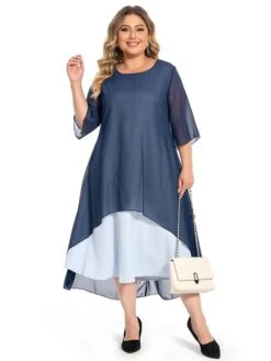 Women‘s Plus Size Curve Casual Dress Work Dress Chiffon Dress Plain Long Dress Maxi Dress Half Sleeve Layered Plus High Low Crew Neck Elegant Outdoor Blue Summer Spring L XL XXL 3XL 4XL 20 Women‘s Plus Size Curve Casual Dress Work Dress Chiffon Dress Plain Long Dress Maxi Dress Half Sleeve Layered Plus High Low Crew Neck Elegant Outdoor Blue Summer Spring L XL XXL 3XL 4XL -Casual Print Dress Sales fiavtx1694771028239